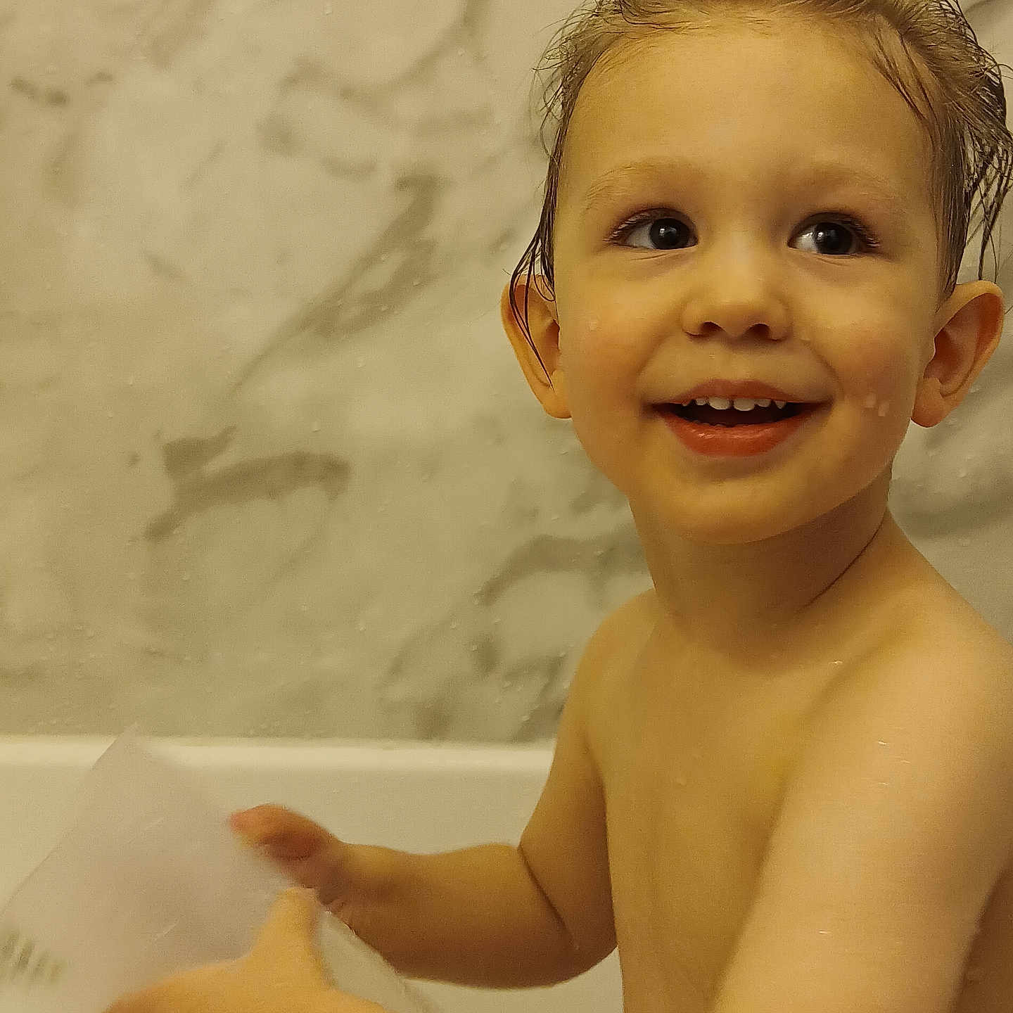 Bradley joined the competition — help win amazing prizes! baby, back, bathing, bathroom, bathtub, bodypart, face, finger, hand, happy, head, mouth, newborn, person, photography, portrait, sitting, smile, teeth, tub