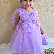 Emilyanis joined the competition — help win amazing prizes! child, girl, dress, lavender, flower_headband, smile, carpet, wall, indoor, shoes, purse, happy, portrait, tulle, fashion, person, cute, young, standing, accessory