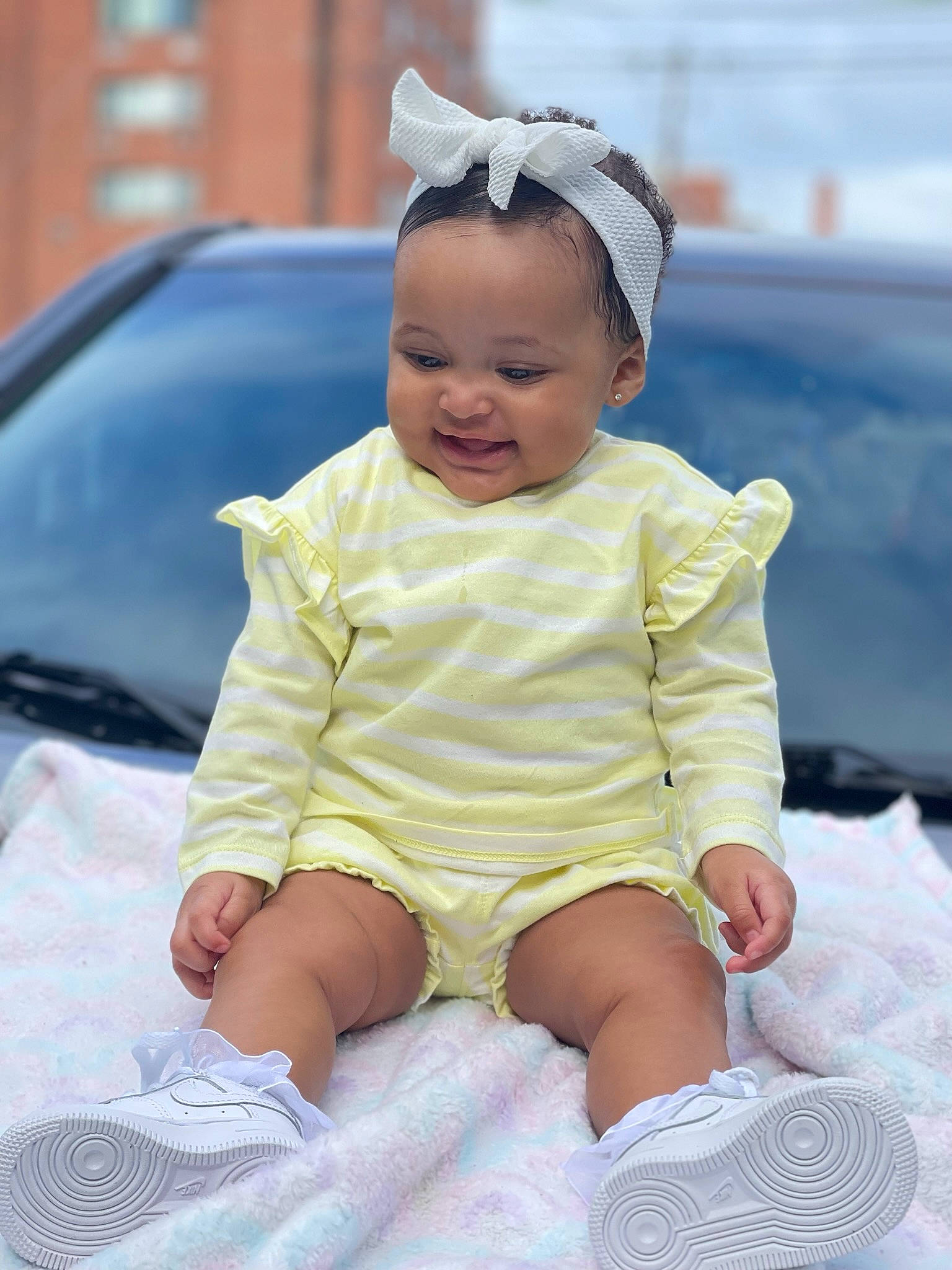 Halo joined the competition — help win amazing prizes! baby, baby_toddler_clothing, cap, car, child, clothing, dress, family_car, fashion_accessory, fun, grass, happy, hat, person, sitting, skin, sleeve, smile, t_shirt, toddler