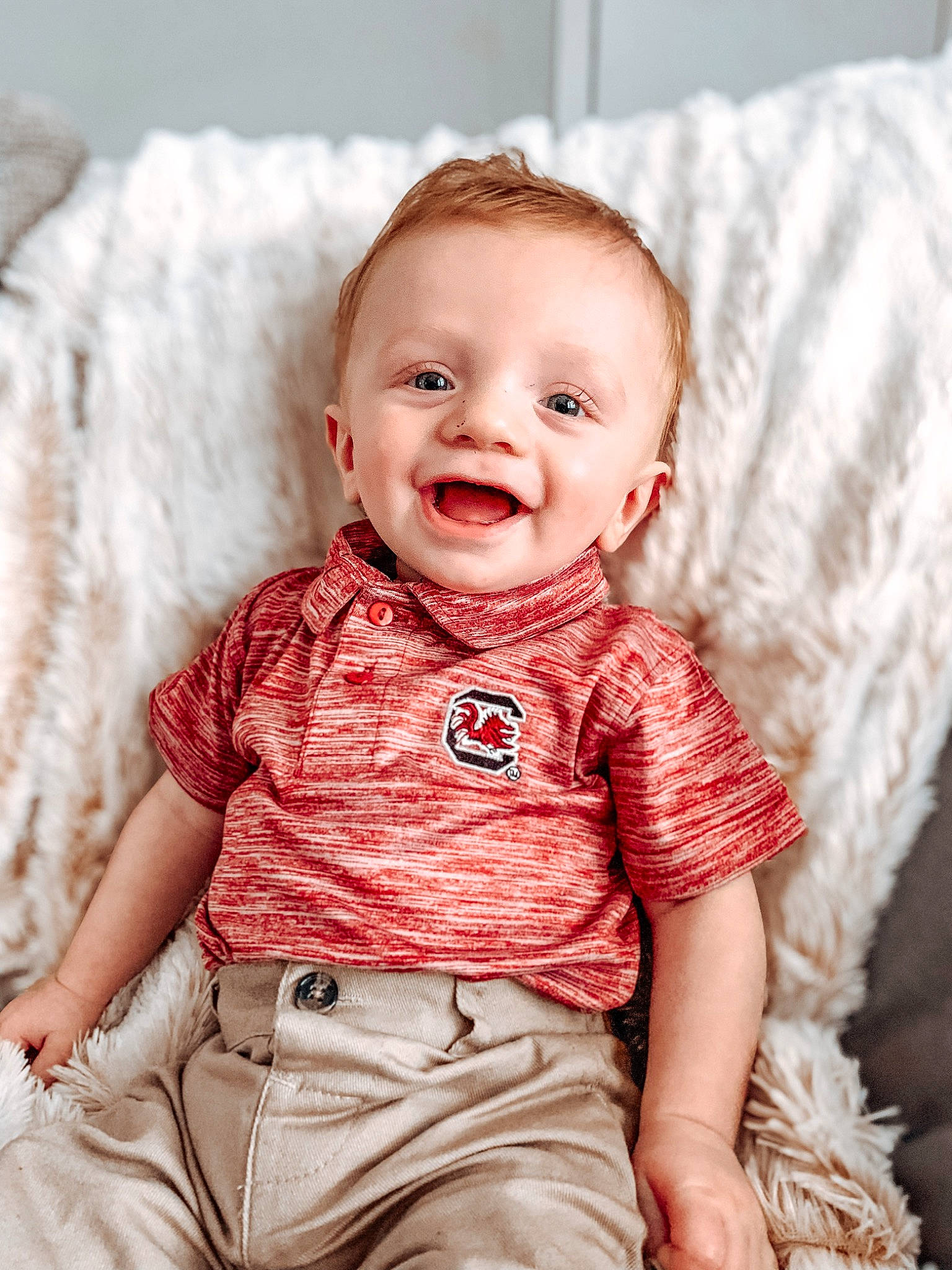 Brett joined the competition — help win amazing prizes! baby, cheek, child, child_model, eye, face, facial_expression, happy, head, nose, people, person, photograph, photography, pink, portrait_photography, red, sitting, skin, smile