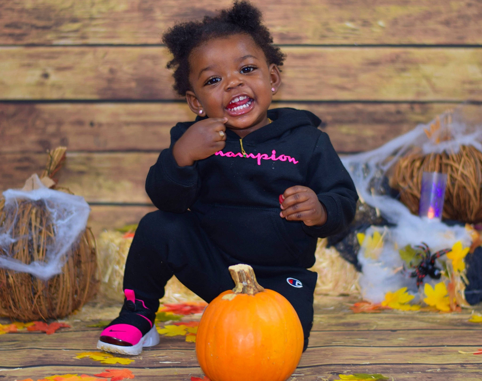 Queen joined the competition — help win amazing prizes! child, facial_expression, fun, girl, halloween, happiness, person, play, pumpkin, recreation, smile, toddler