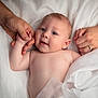 baby, bed, blanket, child, closeup, cute, expression, family, hands, holding, infant, love, newborn, parent, portrait, resting, skin, soft_light, tenderness, white_fabric