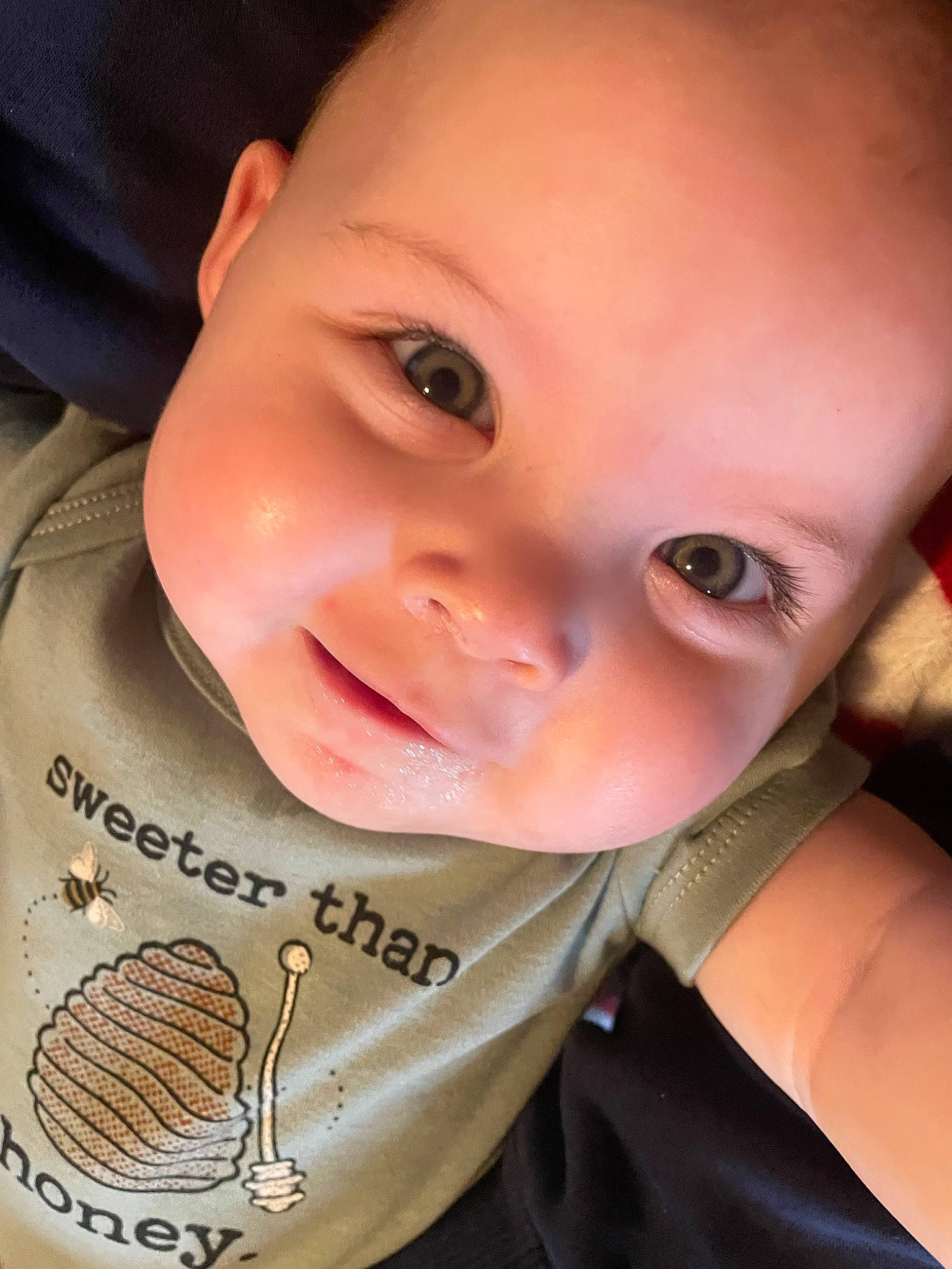 Eila is registered to the contest to win money with this photo: baby, baby_toddler_clothing, cheek, chin, ear, eyebrow, eyelash, finger, forehead, gesture, happy, iris, lip, mammal, mouth, neck, nose, person, skin, sleeve