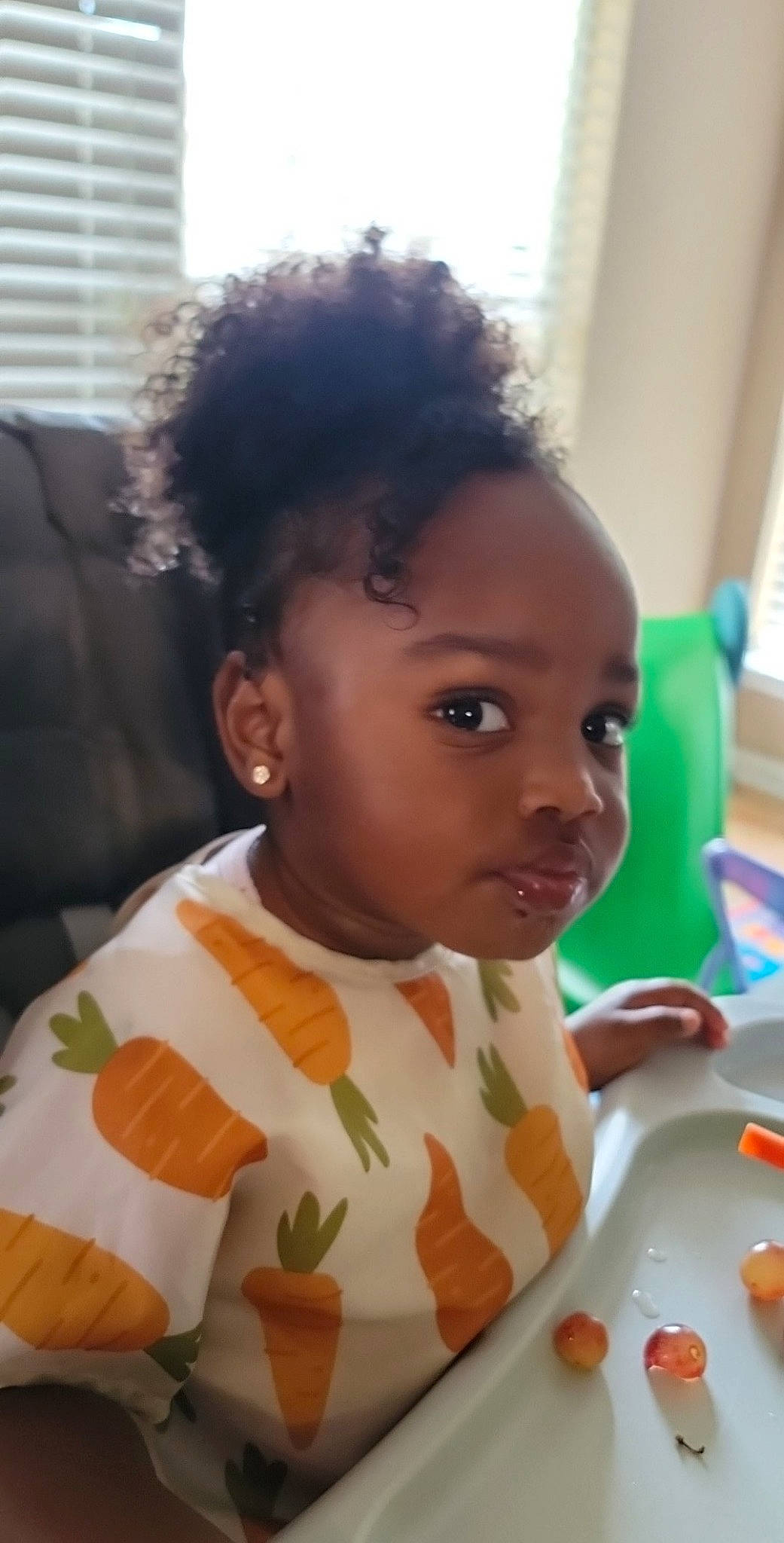 K'Nova joined the competition — help win amazing prizes! afro, chair, cheek, chin, eyebrow, eyelash, face, forehead, hairstyle, happy, head, iris, lip, nose, person, plate, skin, tableware, toddler, white