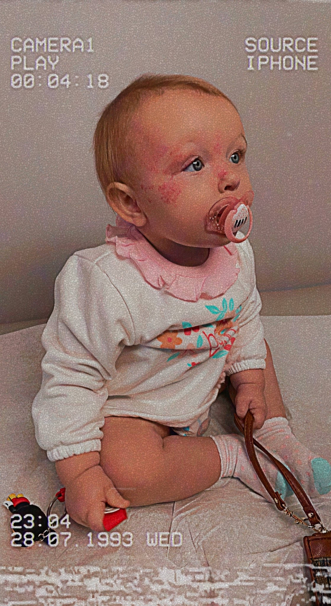 Aubree Marie Stevens is registered to the contest to win money with this photo: art, baby, baby_toddler_clothing, cheek, child, comfort, happy, head, iris, mouth, nose, pattern, person, photo_caption, pink, portrait_photography, product, sitting, skin, sleeve