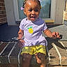 Mariah is registered to the contest to win money with this photo: bows, braided_hair, brick, child, cute, daylight, doorstep, happy, lemon_patch, outdoor, person, portrait, purple_shirt, shadow, sitting, smiling, sunlight, toddler, yellow_shorts, young_child