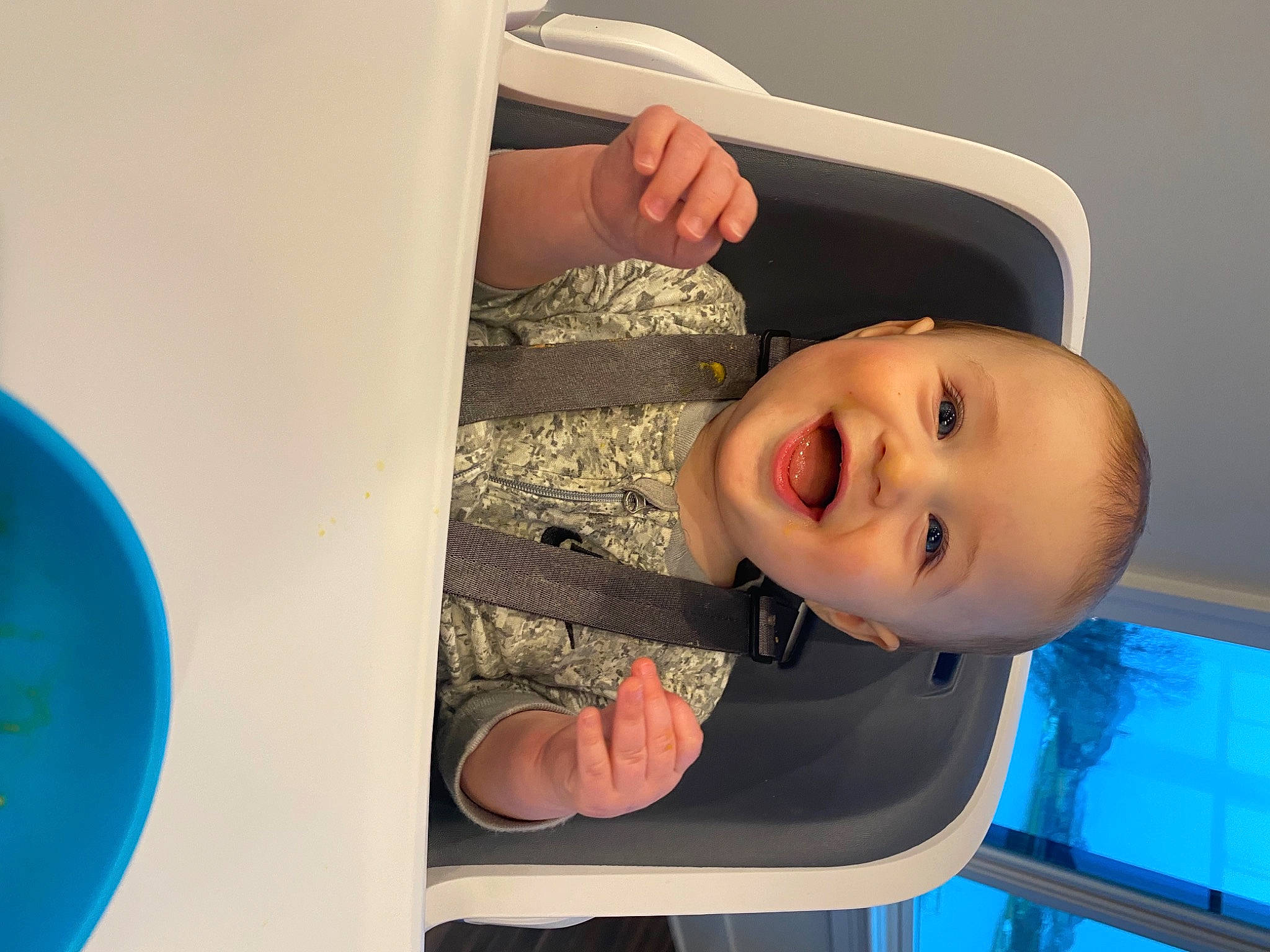 Brody joined the competition — help win amazing prizes! arm, baby, baby_laughing, baby_toddler_clothing, beauty, blue, cheek, child, dishware, facial_expression, finger, fun, gesture, hairstyle, hand, happy, mouth, person, product, smile