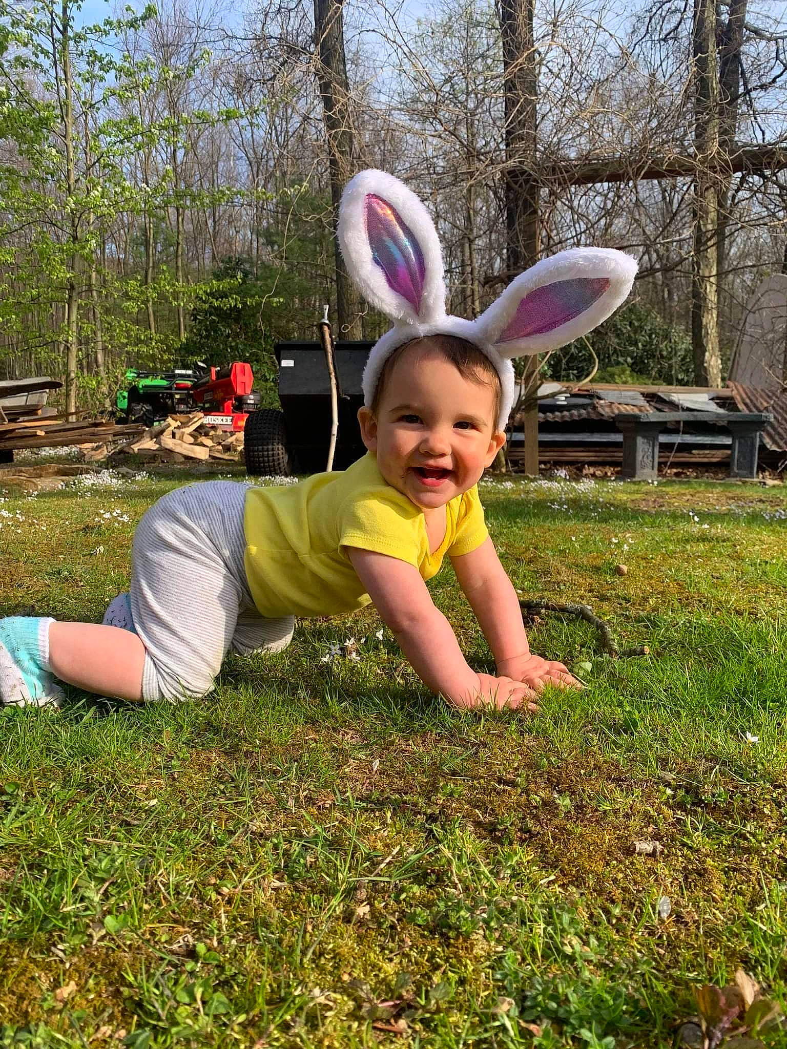 Kaycee is registered to the contest to win money with this photo: child, fawn, fun, grass, grassland, groundcover, happy, hat, joy, lawn, leisure, meadow, party_supply, people_in_nature, person, plant, recreation, sky, smile, t_shirt