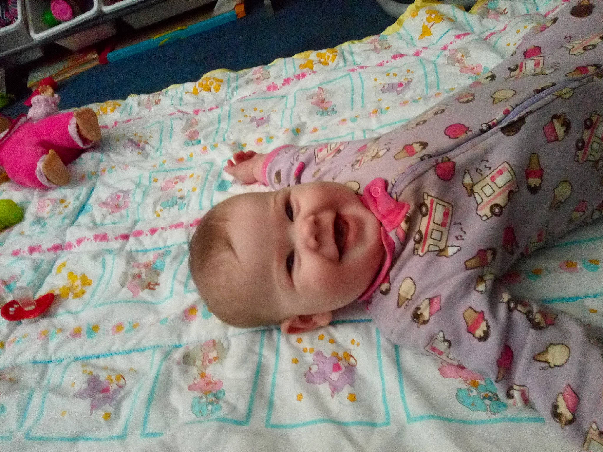 Jenna joined the competition — help win amazing prizes! baby, baby_products, bedtime, blanket, cheek, child, infant_bed, linens, nap, nap_mat, person, pink, sleep, textile, toddler