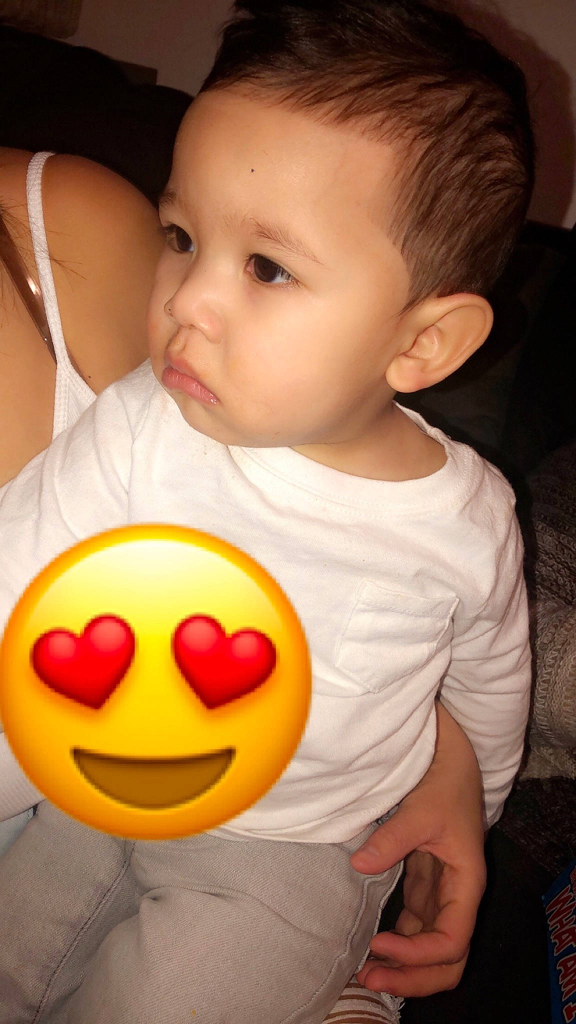 Oziel is registered to the contest to win money with this photo: baby, cheek, child, eye, face, facial_expression, happy, head, lip, mouth, neck, nose, person, play, skin, smile, toddler, yellow