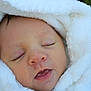 baby, sleeping, face, blanket, white, soft, closeup, child, peaceful, cute, infant, skin, warm, hooded, portrait, adorable, resting, newborn, cozy, outdoor