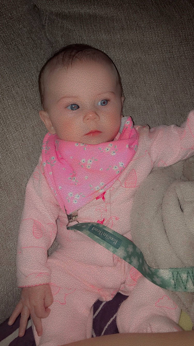 Faith joined the competition — help win amazing prizes! baby, baby_products, baby_toddler_clothing, cheek, comfort, eye, eyebrow, finger, head, human_body, iris, linens, lip, mouth, neck, nose, person, pink, skin, sleeve