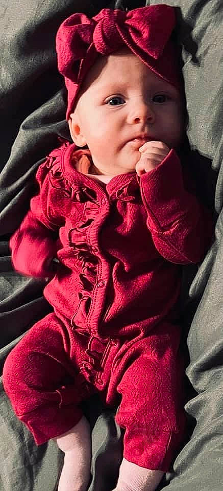 Faith joined the competition — help win amazing prizes! baby, baby_toddler_clothing, cheek, child, collar, cool, eyebrow, fashion_accessory, happy, headwear, jacket, linens, lip, magenta, nose, person, pink, red, skin, sleeve