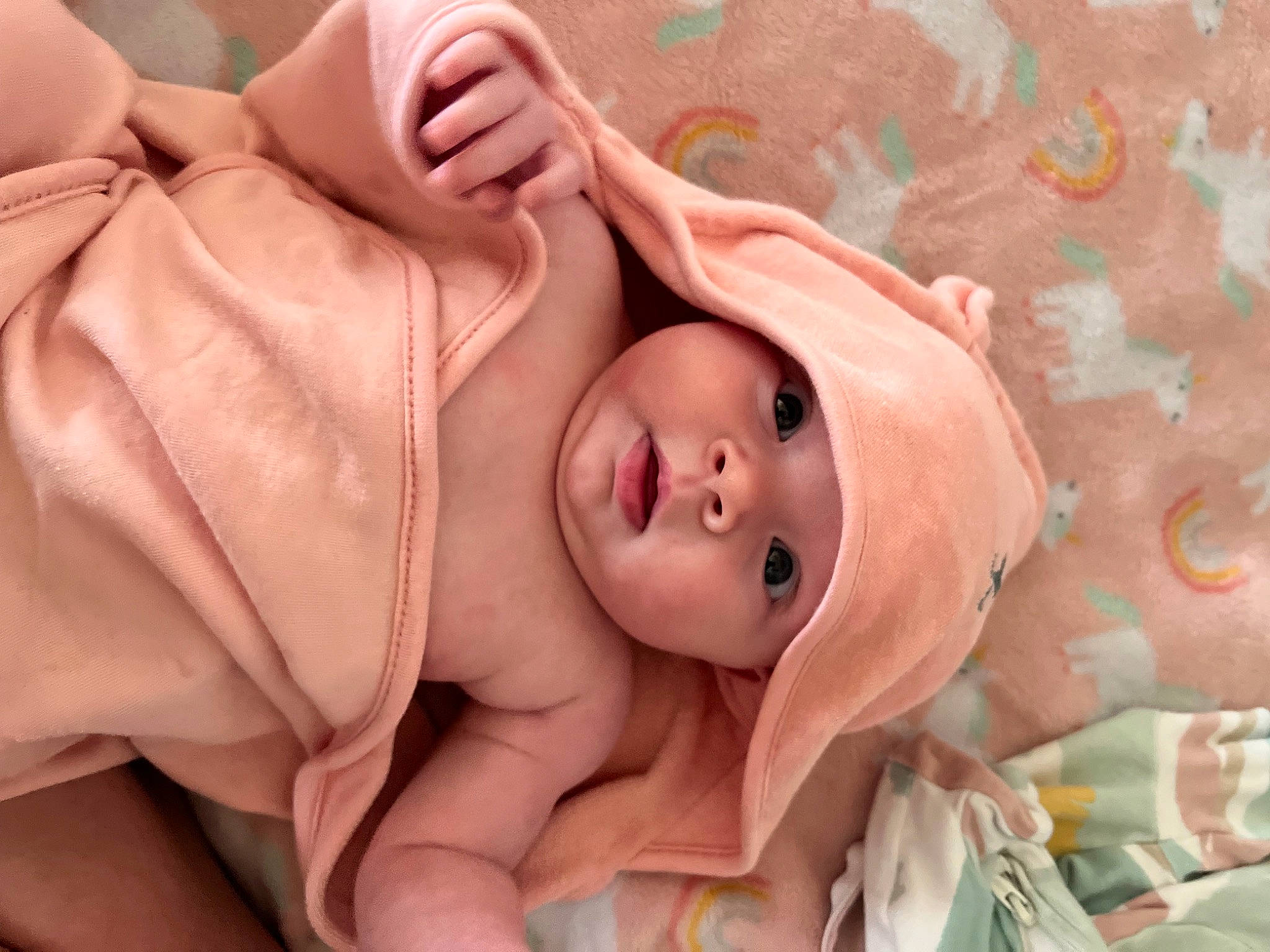 Kinsley joined the competition — help win amazing prizes! art, baby, cheek, chin, eye, eyelash, face, gesture, hand, hat, head, headwear, human_body, lip, mouth, nose, peach, person, pink, skin