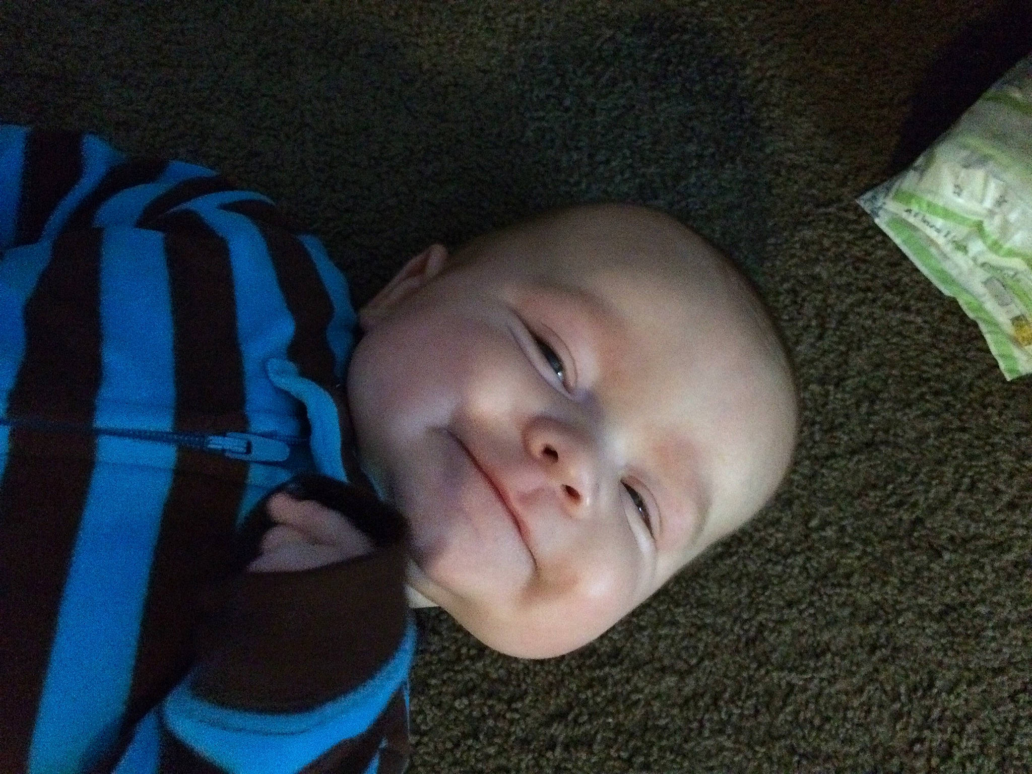 Keiran is registered to the contest to win money with this photo: baby, bedtime, cheek, child, ear, eye, face, head, lip, mouth, nap, nose, person, skin, sleep, smile, toddler