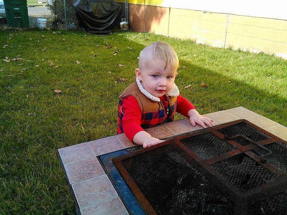 Kyle joined the competition — help win amazing prizes! baby, backyard, child, furniture, garden, grass, home, house, lawn, leaf, person, plant, play, sitting, soil, summer, table, toddler, vacation, yard