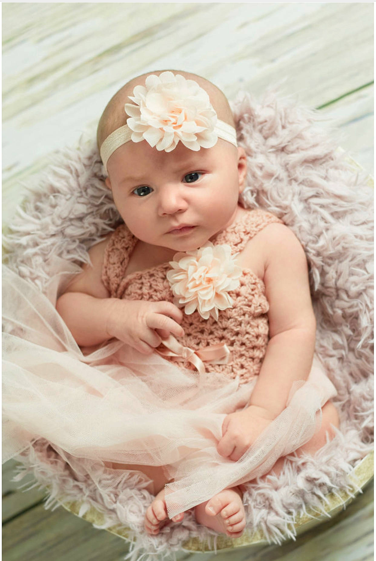 Aviana joined the competition — help win amazing prizes! baby, baby_toddler_clothing, bridal_accessory, child, dress, embellishment, event, face, flash_photography, happy, headband, headpiece, iris, jewellery, person, petal, pink, skin, textile, toddler
