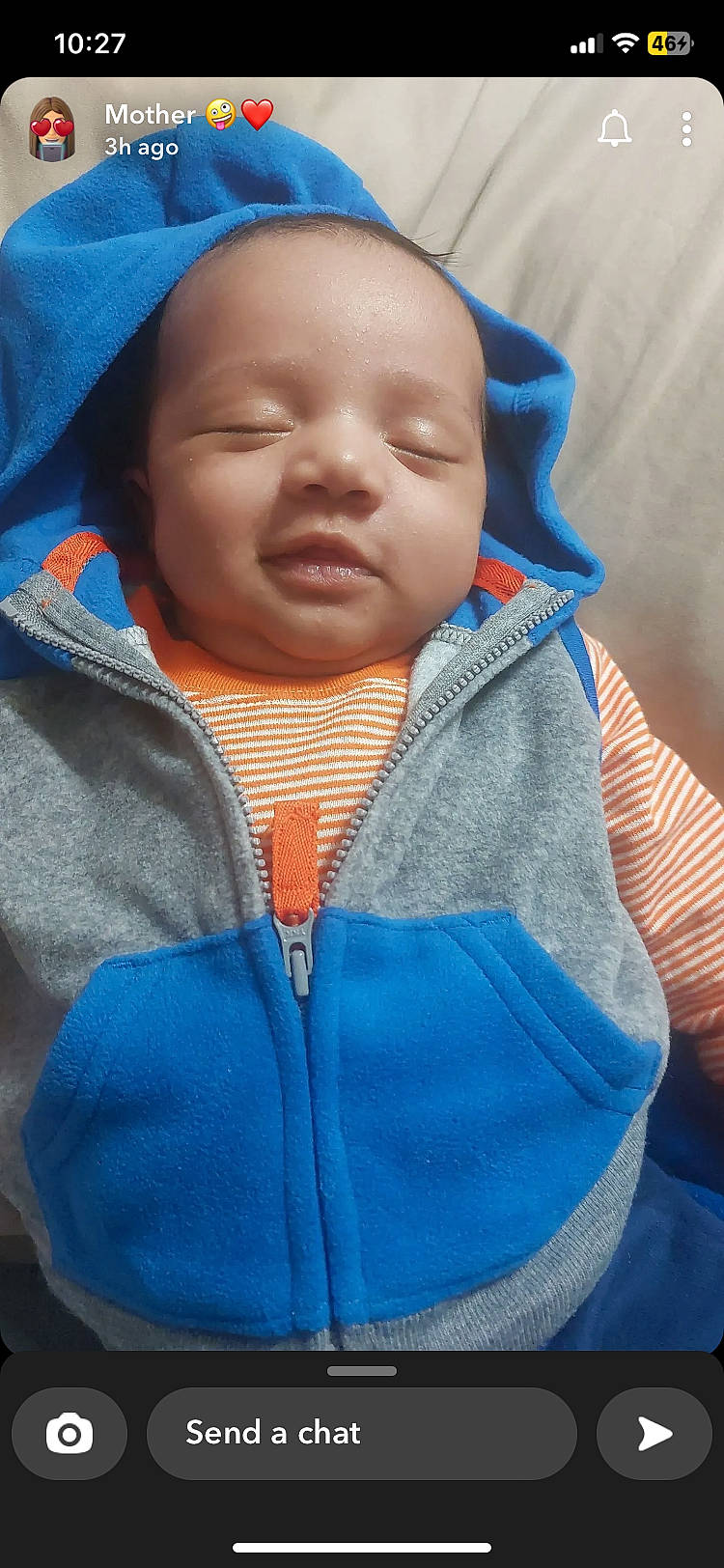 Kamarion joined the competition — help win amazing prizes! azure, baby, baby_toddler_clothing, blue, cheek, child, chin, comfort, cool, electric_blue, eye, eyebrow, happy, mouth, nose, orange, person, skin, sleeve, textile