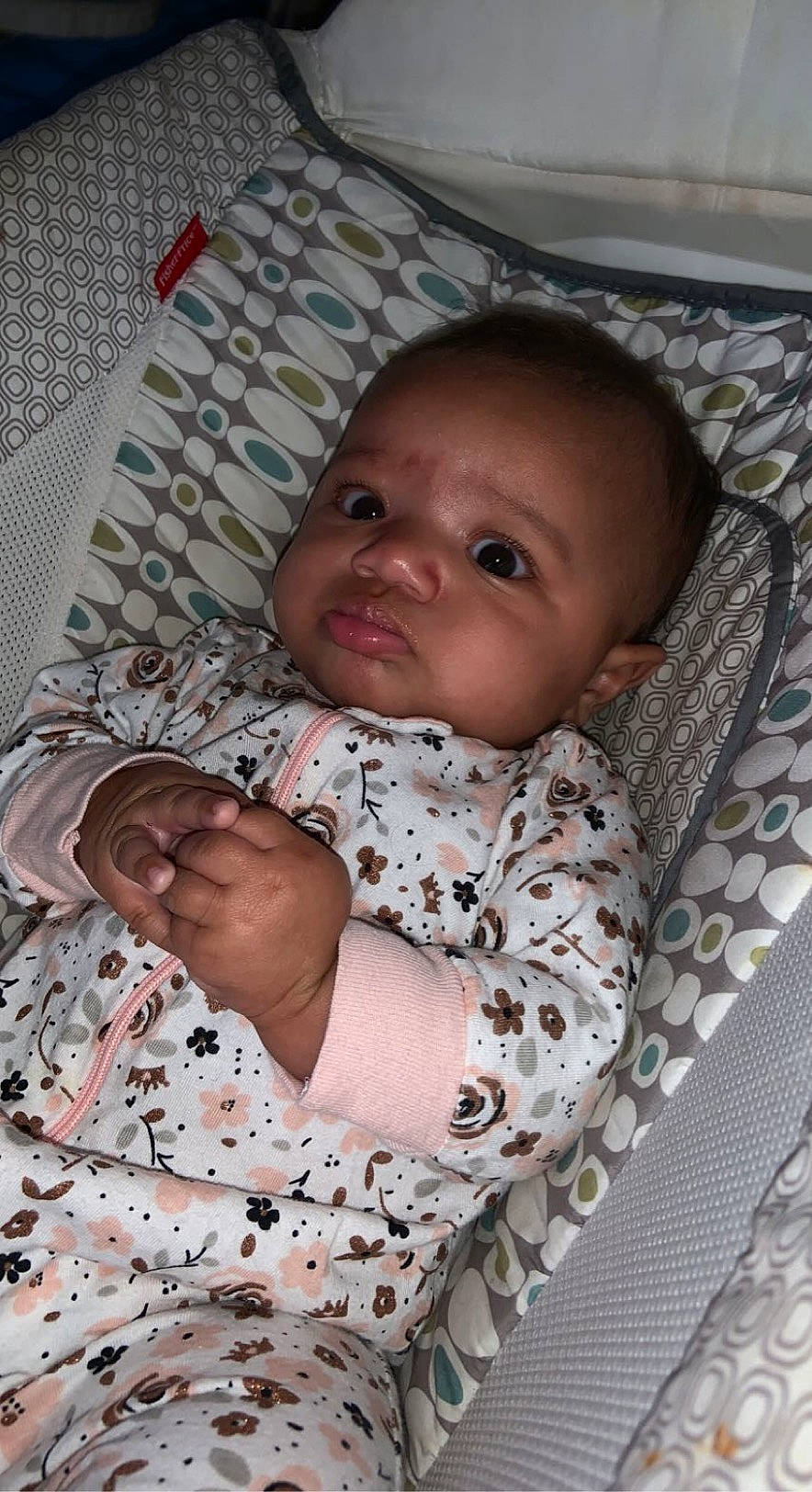 Brayleigh joined the competition — help win amazing prizes! baby, baby_toddler_clothing, bedding, cheek, child, comfort, facial_expression, gesture, happy, iris, linens, lip, mouth, nose, pattern, people, person, product, skin, textile