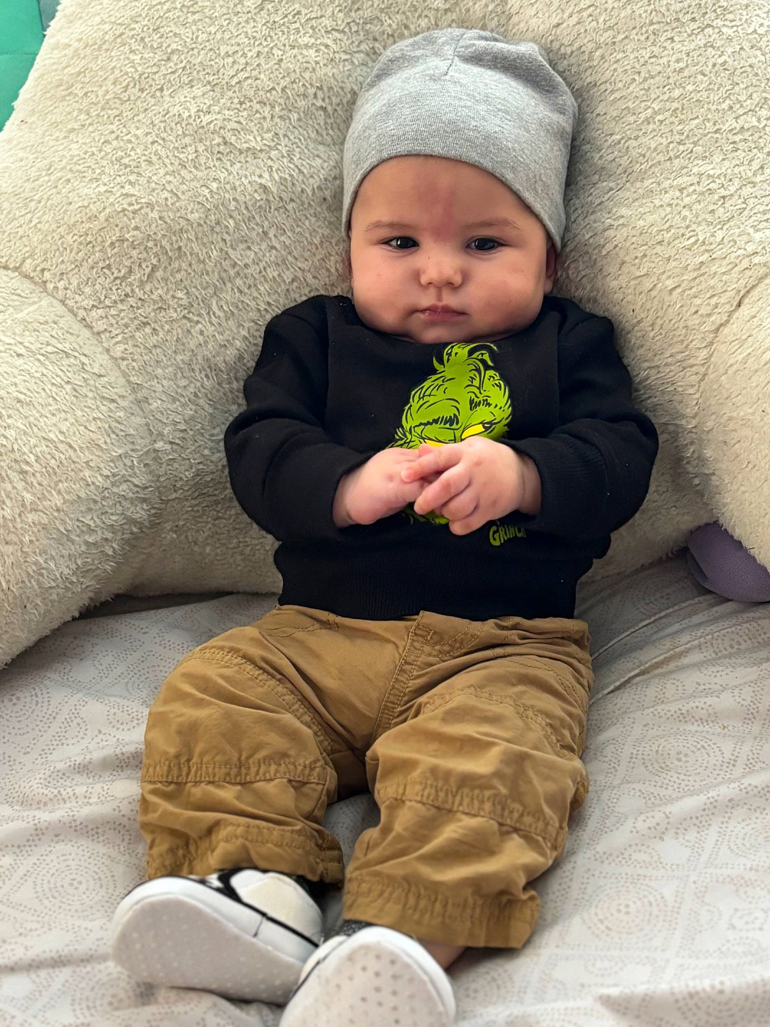 Ezekiel joined the competition — help win amazing prizes! arm, baby, baby_toddler_clothing, cap, cheek, clothing, comfort, eye, face, facial_expression, hand, head, headwear, human_body, leg, outerwear, person, photograph, skin, sleeve
