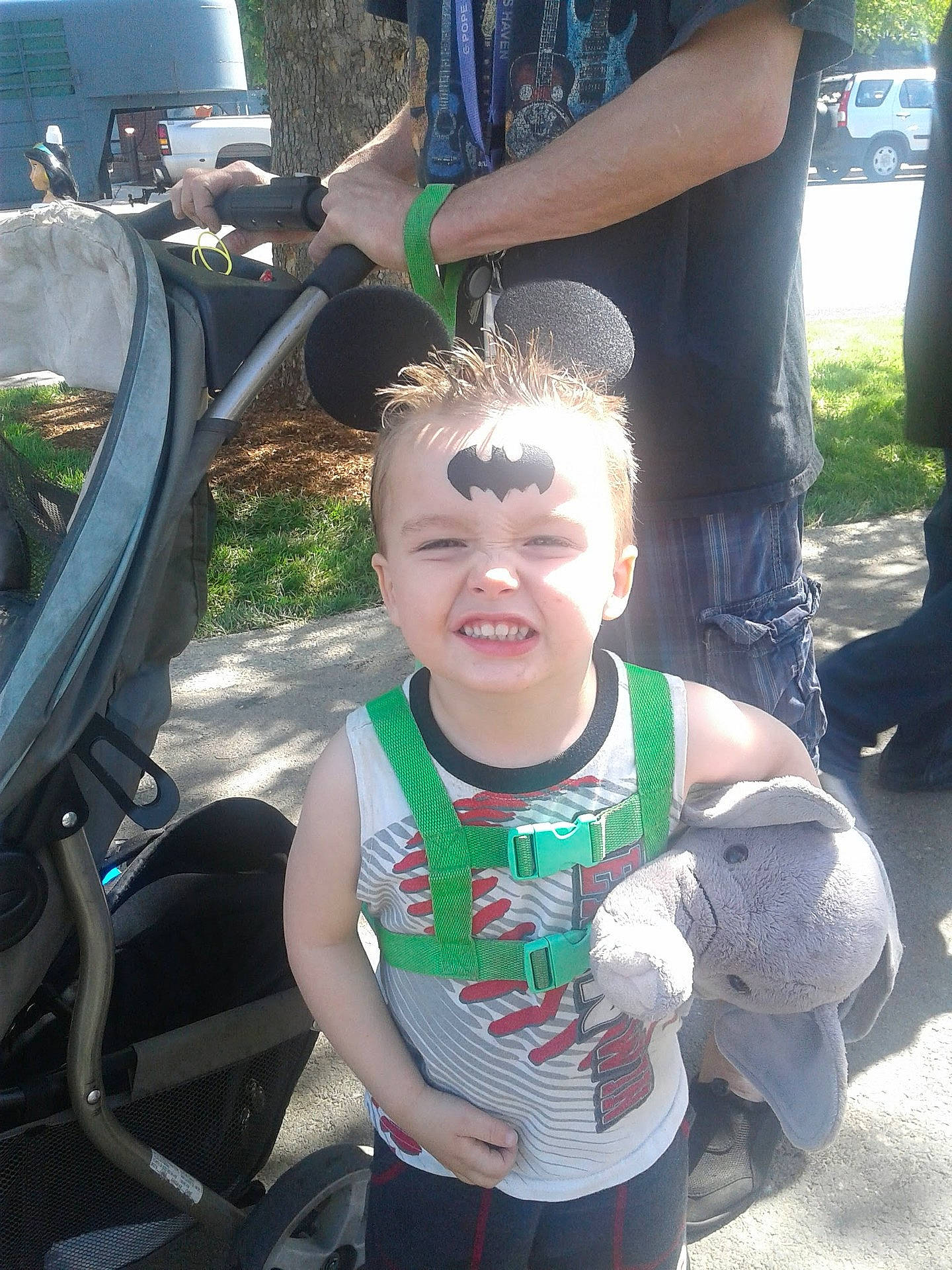 David Jr. joined the competition — help win amazing prizes! baby_carriage, car, child, cool, day, facial_expression, fun, girl, hair, hairstyle, headgear, joy, person, product, recreation, smile, toddler, tree, vacation, vehicle