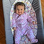 Ayat joined the competition — help win amazing prizes! baby, child, smiling, onesie, pink, floral_pattern, baby_rocker, graco, reclining, wooden_floor, indoor, cute, infant, happy, person, clothing, seat, footed_pajamas, baby_girl, portrait