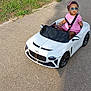 Elyssa a rejoint le concours — aidez-le/la à gagner de superbes lots ! toddler, child, toy_car, white_car, sunglasses, pink_dress, outdoor, sunny, pavement, grass, headband, seatbelt, miniature, vehicle, fashion, cool, summer, shadow, playtime, fun