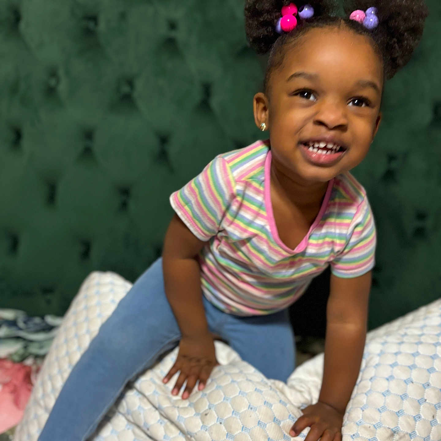 Yariah joined the competition — help win amazing prizes! baby, babycrawling, babylaughing, blackhair, child, clothing, crawling, face, female, footwear, girl, hair, happy, head, person, photography, portrait, shoe, sitting, smile