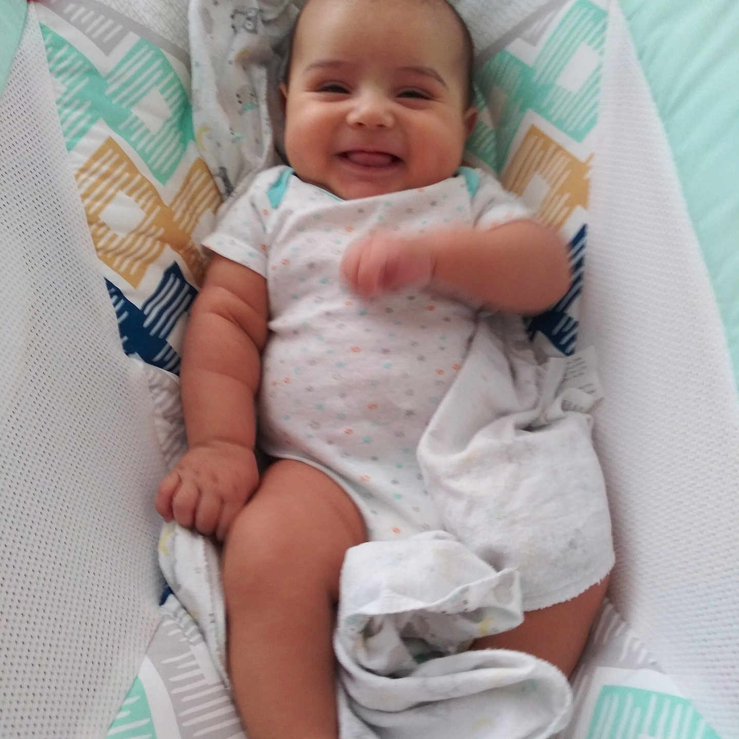 Obie joined the competition — help win amazing prizes! baby, bed, blanket, cradle, crib, cushion, face, furniture, happy, head, homedecor, infantbed, laughing, newborn, person, photography, portrait, quilt, sleeping, smile