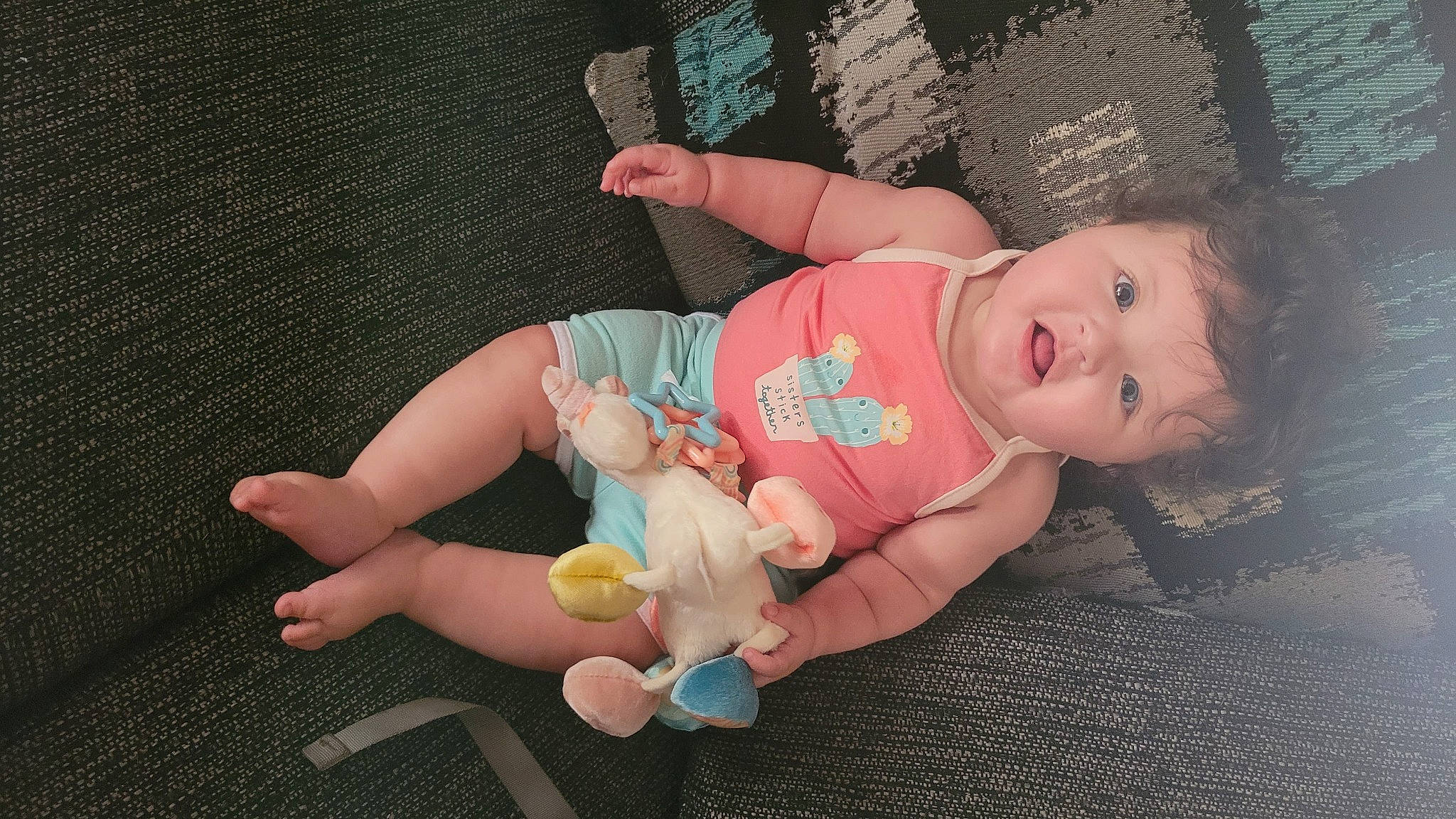 Alaia joined the competition — help win amazing prizes! baby, baby_products, baby_toddler_clothing, cheek, child, comfort, finger, foot, gesture, hand, leg, nail, pattern, person, pink, skin, smile, sock, thumb, toddler