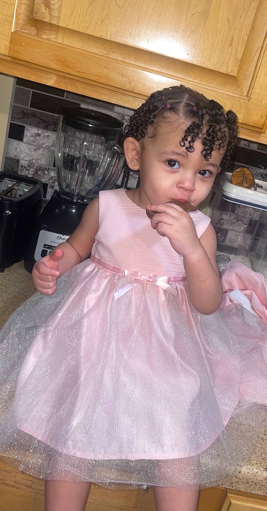 Khalena joined the competition — help win amazing prizes! baby_toddler_clothing, bridal_accessory, cheek, child, day_dress, dress, embellishment, eyelash, face, fashion_design, hair, happy, head, iris, person, pink, ruffle, skin, sleeve, textile