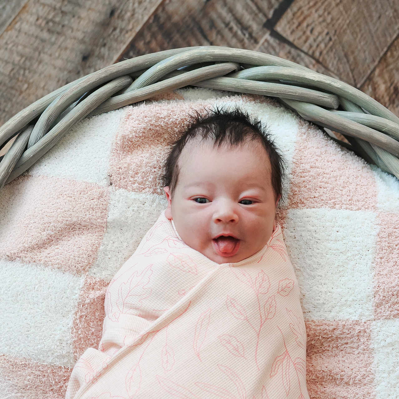 Charlotte joined the competition — help win amazing prizes! baby, basket, bed, blanket, cradle, crib, face, furniture, happy, head, infantbed, newborn, person, photography, portrait, quilt, smile, towel