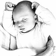 Nélia a rejoint le concours — aidez-le/la à gagner de superbes lots ! baby, sleeping, blanket, infant, peaceful, monochrome, portrait, soft, cute, child, arms_up, resting, cozy, newborn, clothing, face, head, bed, comfort, relaxation