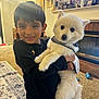Hiro Figueroa joined the competition — help win amazing prizes! black_shirt, boy, carpet, child, cozy, dog, fireplace, fluffy, furniture, happy, holding, home, indoor, living_room, pet, portrait, smile, television, toy, white_dog