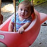 Sebastian joined the competition — help win amazing prizes! baby, baby_swing, child, clothing, curious, daylight, face, infant, leaves, outdoor, pavement, pink, playground, playtime, portrait, rope, seated, striped_shirt, swing, toy