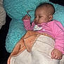 Melody joined the competition — help win amazing prizes! baby, sleeping, blanket, pillow, pink_clothing, cozy, infant, rest, comfort, child, soft_texture, cute, peaceful, indoors, portrait, face, hand, sleepwear, naptime, fluffy