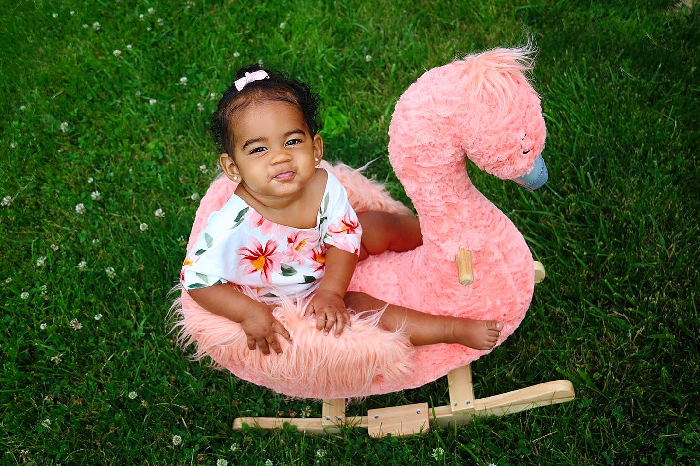 Amani joined the competition — help win amazing prizes! child, grass, person, pink, play, toddler