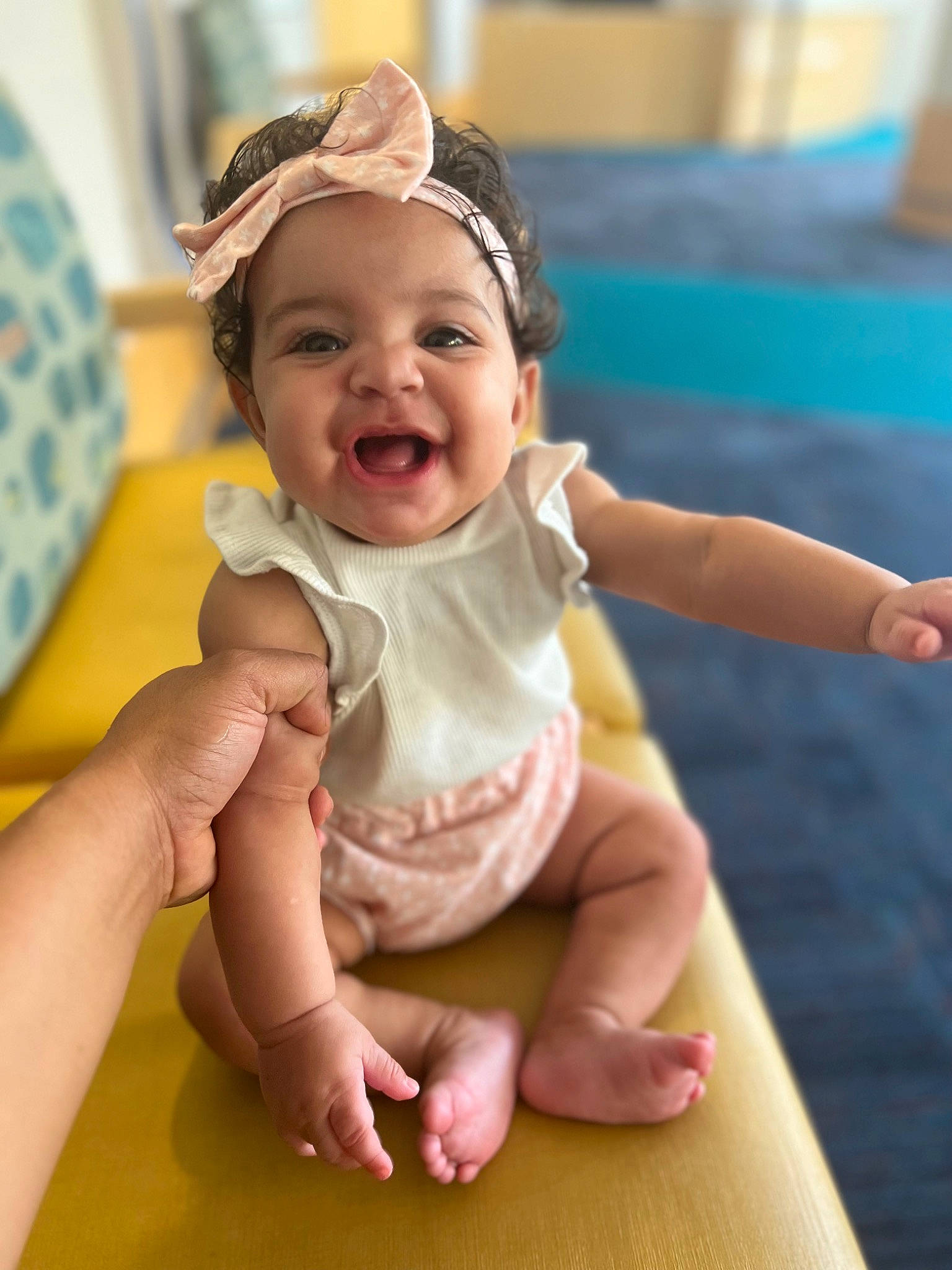 Khloe joined the competition — help win amazing prizes! baby, baby_toddler_clothing, barefoot, cheek, child, comfort, event, face, finger, foot, fun, gesture, happy, head, human_leg, leisure, person, skin, smile, thumb