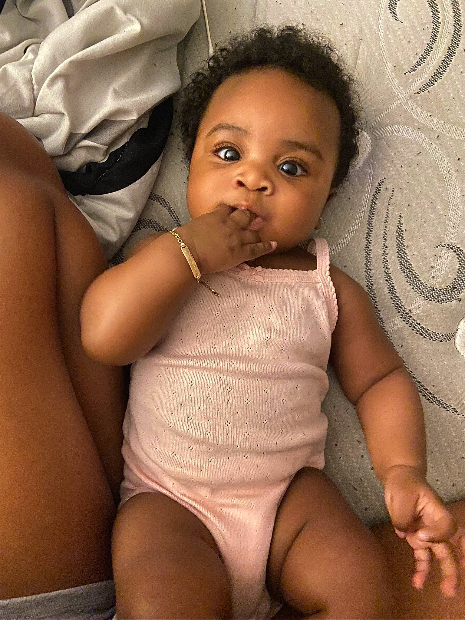 Lailani joined the competition — help win amazing prizes! abdomen, arm, baby, black_hair, cheek, child, finger, leg, lip, mouth, person, sitting, skin, stomach, thigh, toddler, trunk