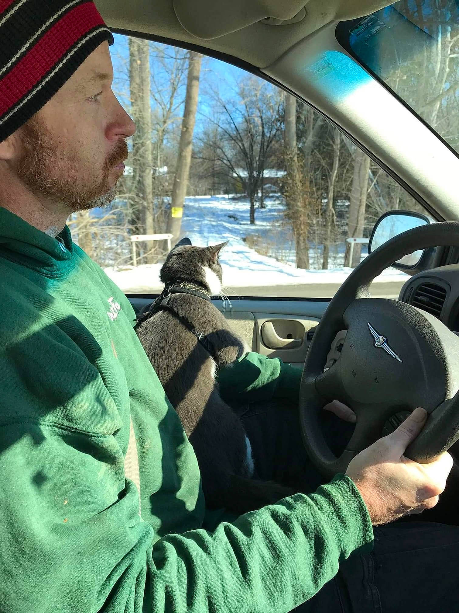 Tom joined the competition — help win amazing prizes! auto_part, automotive_exterior, automotive_mirror, beard, cap, car, clothing, jacket, mirror, motor_vehicle, personal_luxury_car, rear_view_mirror, sky, snow, steering_part, steering_wheel, vehicle, vehicle_door, wheel, window