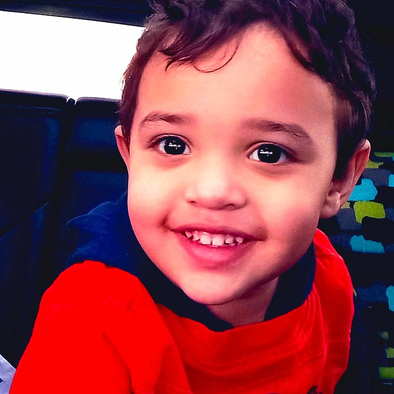 Colson joined the competition — help win amazing prizes! bodypart, boy, child, clothing, coat, face, hair, happy, head, laughing, male, mouth, person, photography, portrait, selfie, shirt, smile, t_shirt, teeth