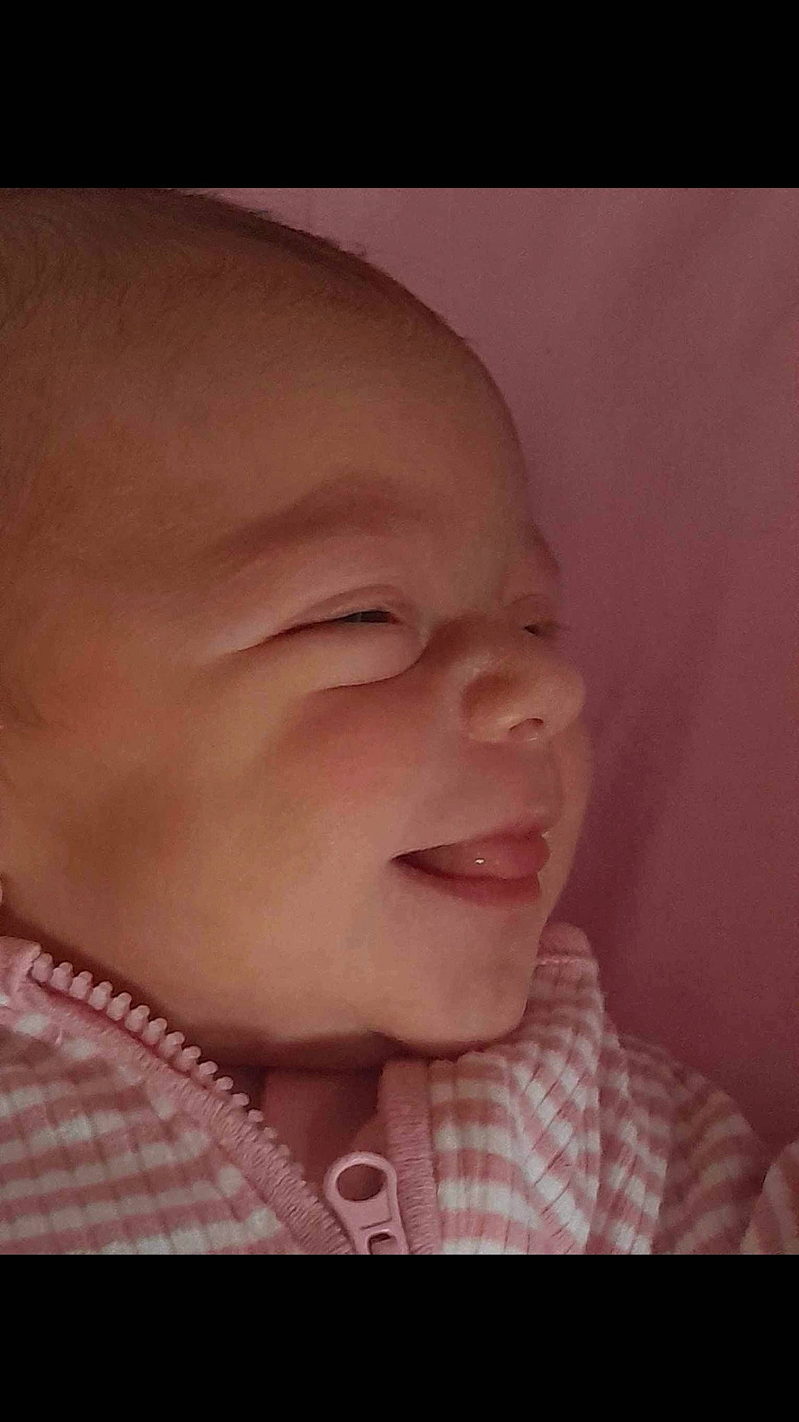 Ivy is registered to the contest to win money with this photo: baby, baby_toddler_clothing, cheek, chin, ear, eyebrow, eyelash, finger, gesture, happy, iris, lip, mouth, neck, nose, person, pink, skin, sleeve, smile