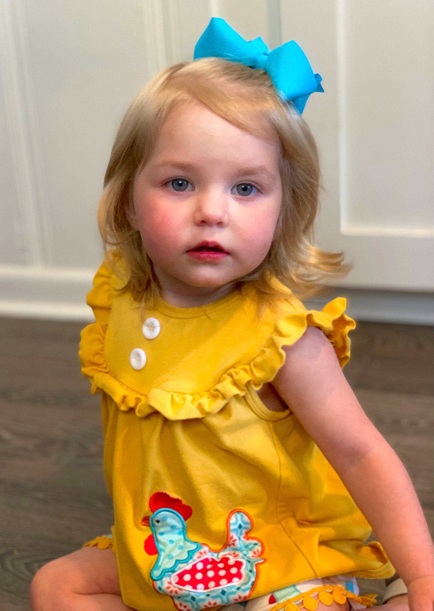 Georgia joined the competition — help win amazing prizes! baby_toddler_clothing, blue, child, costume_hat, dress, face, facial_expression, happy, head, iris, one_piece_garment, orange, party_hat, person, pink, product, skin, sleeve, toddler, white