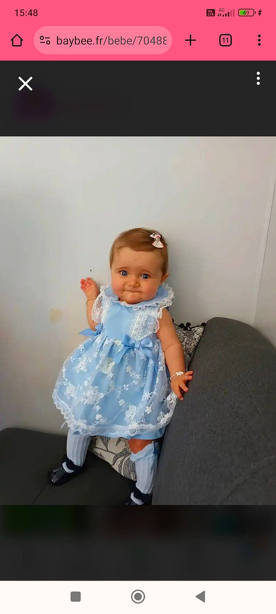 Néhémie participe au concours pour gagner de l'argent avec cette photo : baby, baby_toddler_clothing, child, day_dress, dress, face, fashion_accessory, fashion_design, flash_photography, flooring, formal_wear, fun, happy, human_leg, one_piece_garment, person, sandal, shoulder, sitting, sleeve