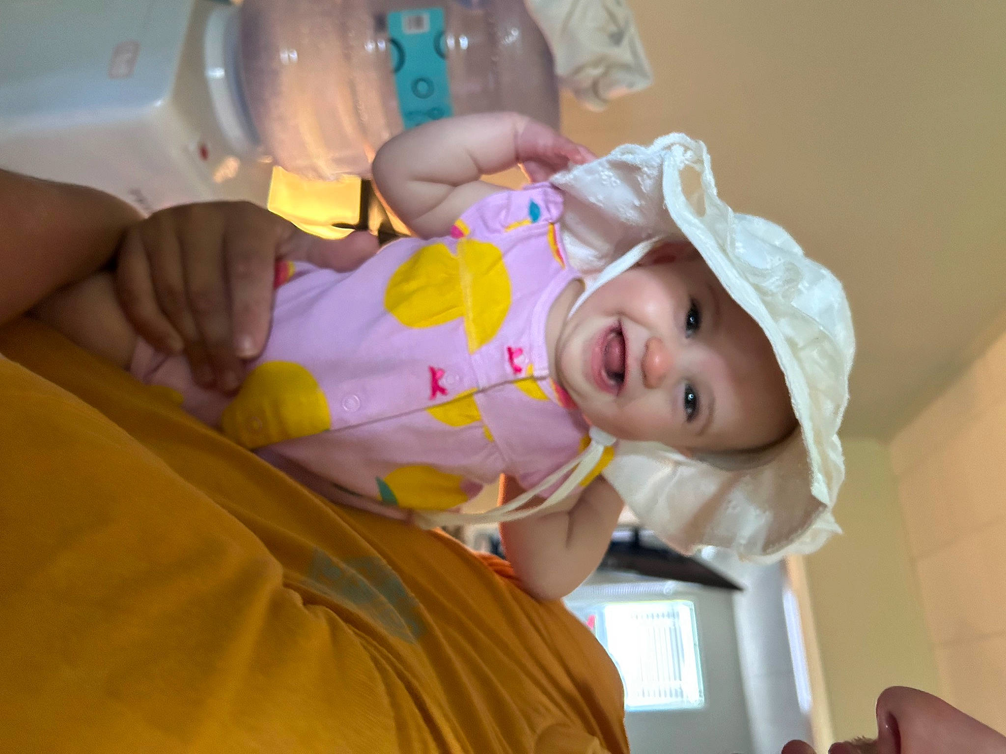 Evalynn is registered to the contest to win money with this photo: baby, baby_products, bathing, bathtub, child, comfort, event, finger, fun, hand, happy, hat, headwear, joy, nail, person, room, skin, smile, toddler