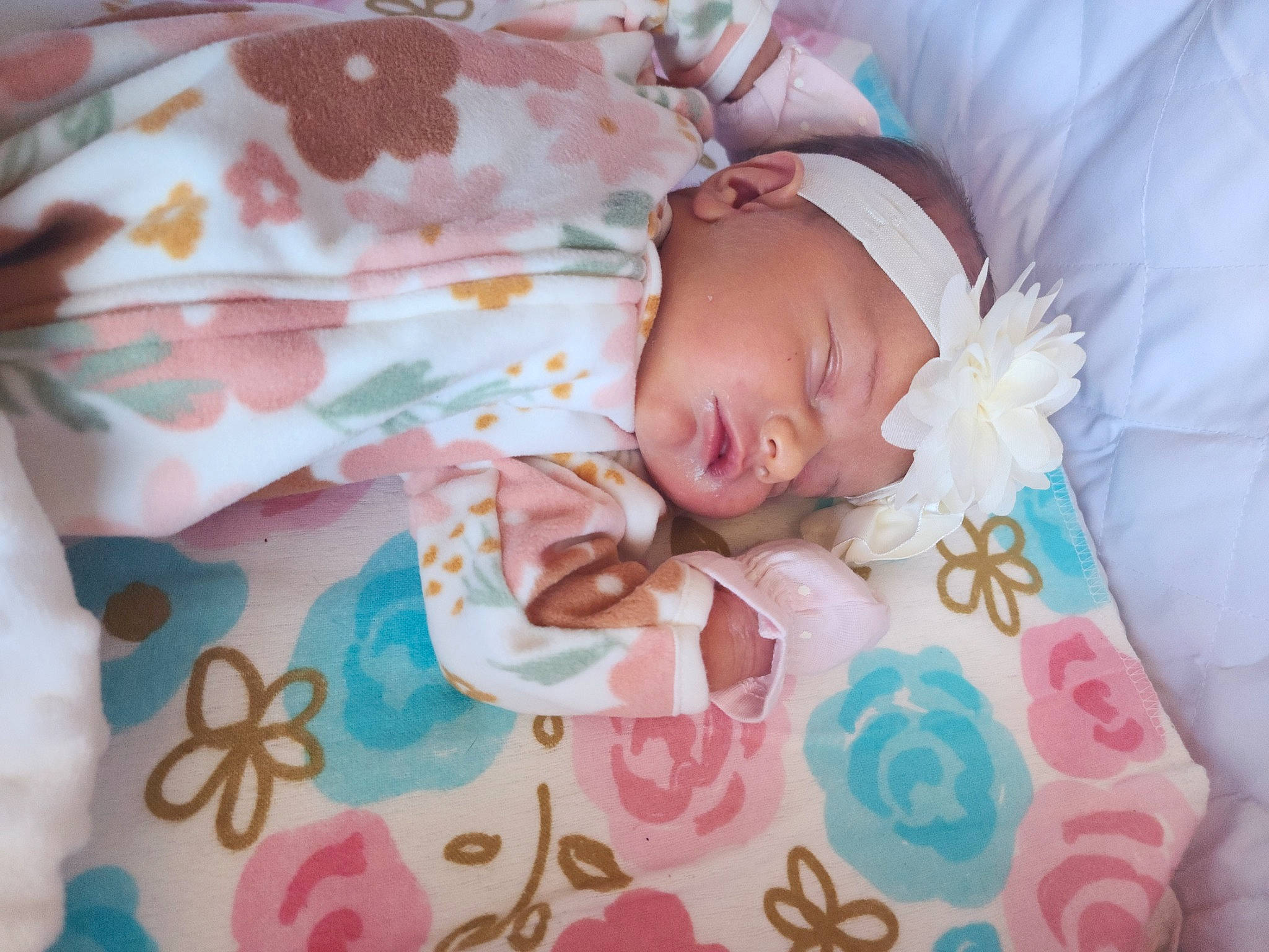 Ellianna joined the competition — help win amazing prizes! baby, baby_products, baby_sleeping, baby_toddler_clothing, bedtime, child, comfort, hand, headwear, linens, nap, pattern, peach, person, pink, product, room, skin, sleep, sleeve