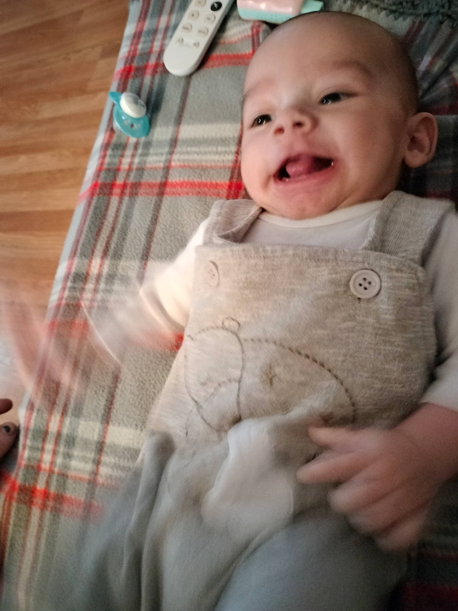 Jasper joined the competition — help win amazing prizes! baby, baby_toddler_clothing, cheek, chin, eye, face, gesture, happy, head, human_body, iris, lip, mouth, nose, person, skin, sleeve, smile, tartan, textile