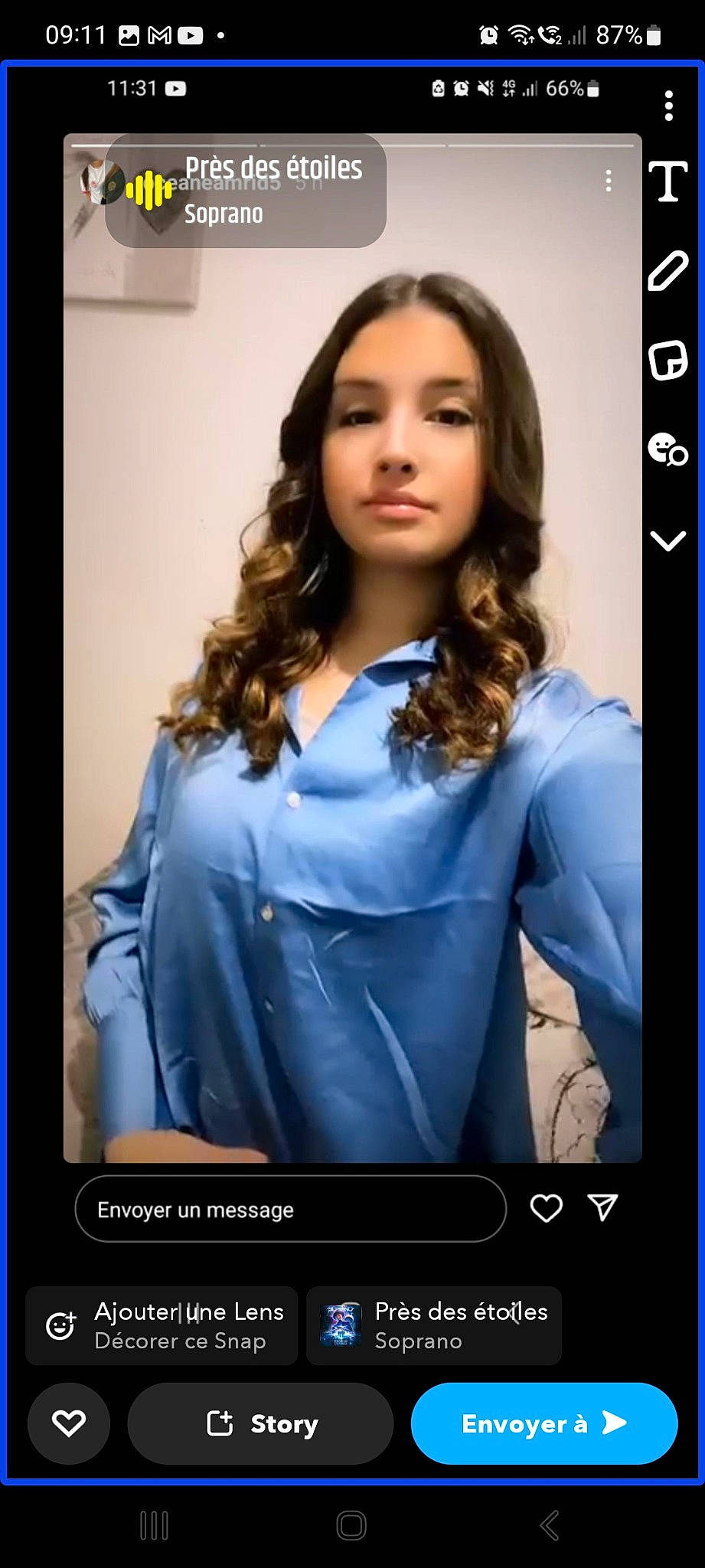 Océane a rejoint le concours — aidez-le/la à gagner de superbes lots ! abdomen, advertising, beauty, black_hair, electric_blue, event, eyelash, fashion_design, fashion_model, flash_photography, formal_wear, hair, jewellery, long_hair, multimedia, neck, person, screenshot, sleeve, thigh