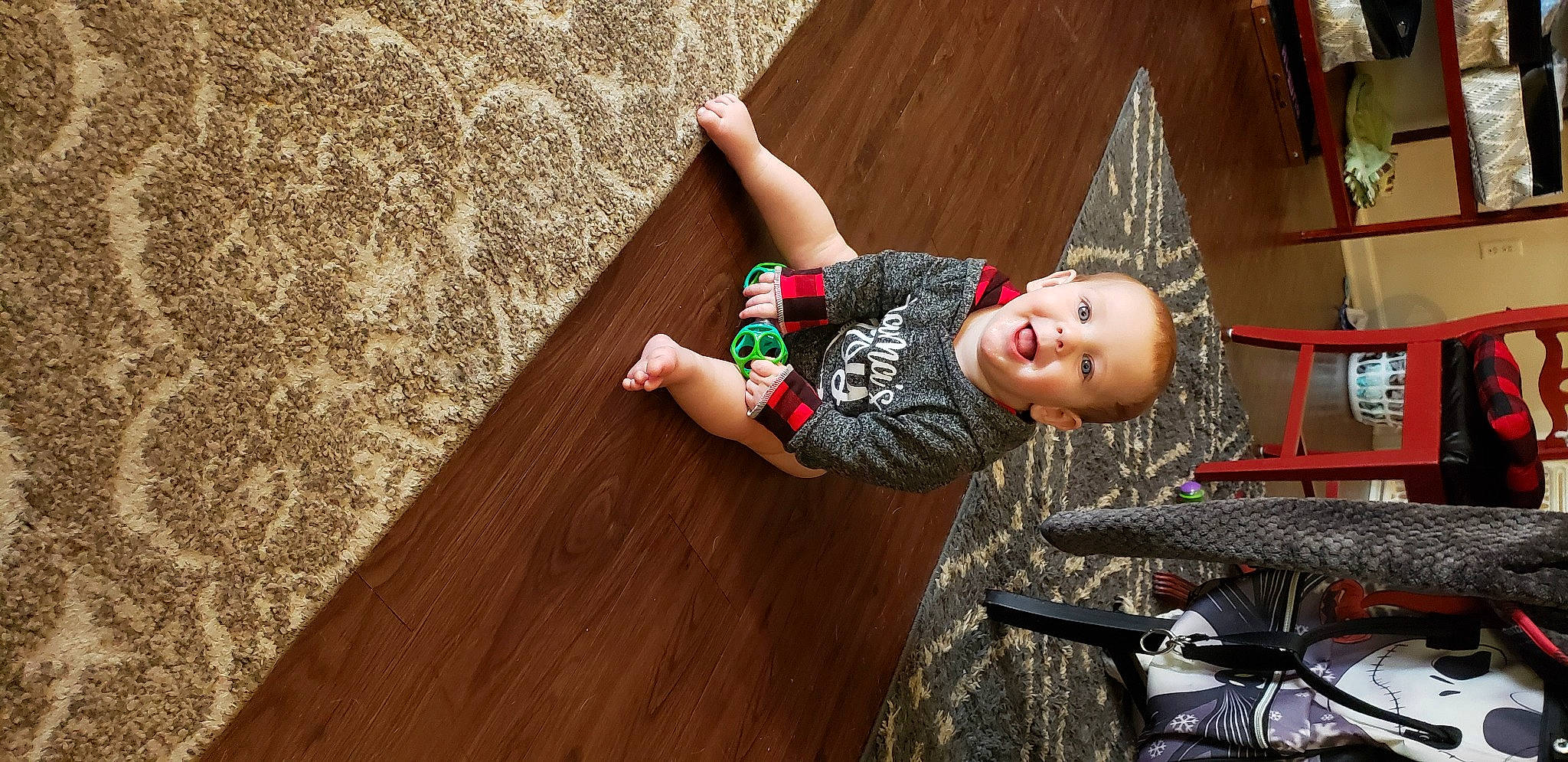 Eric is registered to the contest to win money with this photo: child, flash_photography, flooring, fun, grass, happy, hardwood, leisure, pattern, person, play, recreation, room, sitting, skin, soil, toddler, toy, tree, wood