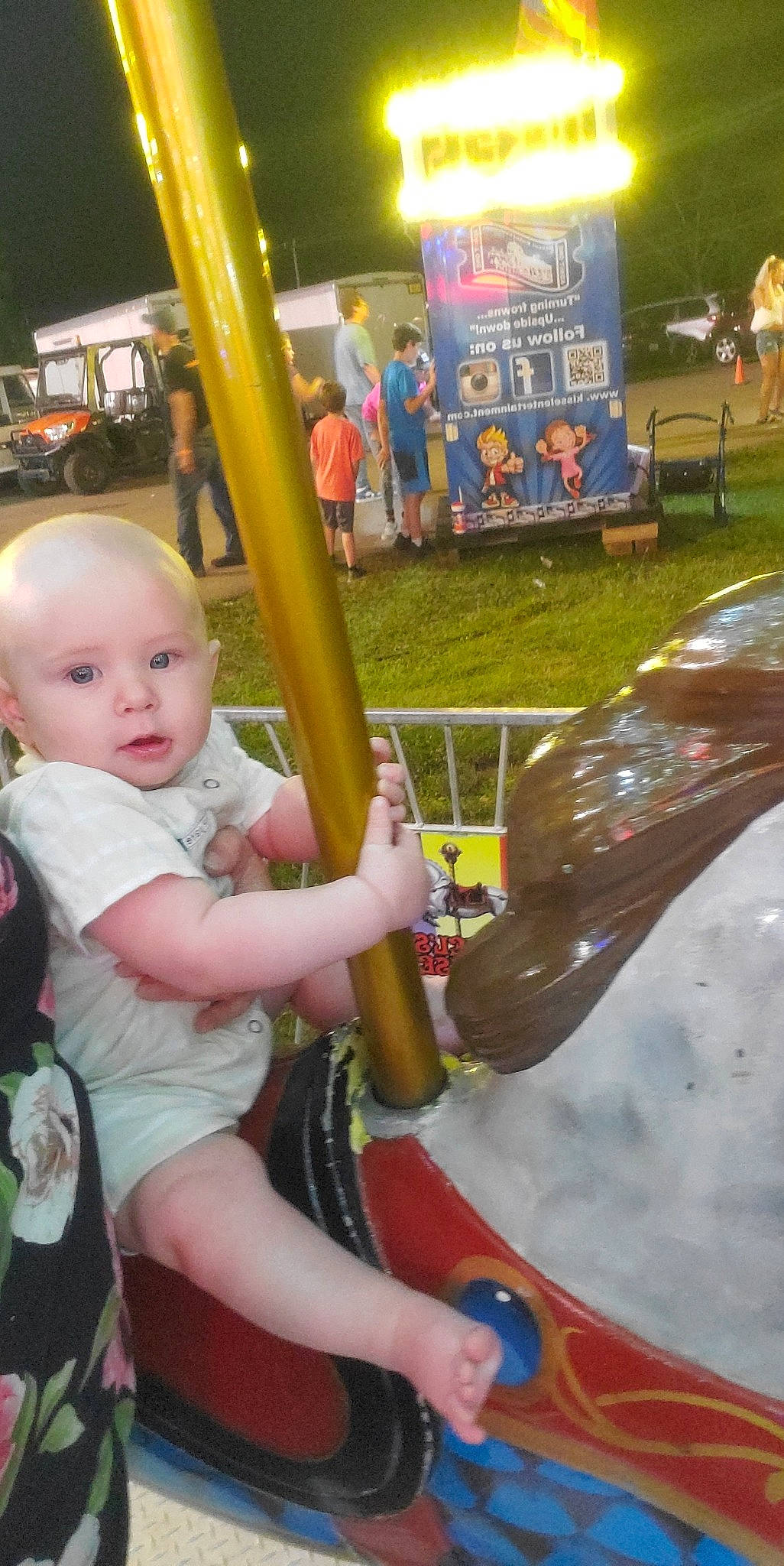 Bo joined the competition — help win amazing prizes! amusement_ride, baby, child, chute, city, event, fun, grass, happy, leisure, nonbuilding_structure, outdoor_play_equipment, person, plant, playground, pole, recreation, shorts, t_shirt, toddler